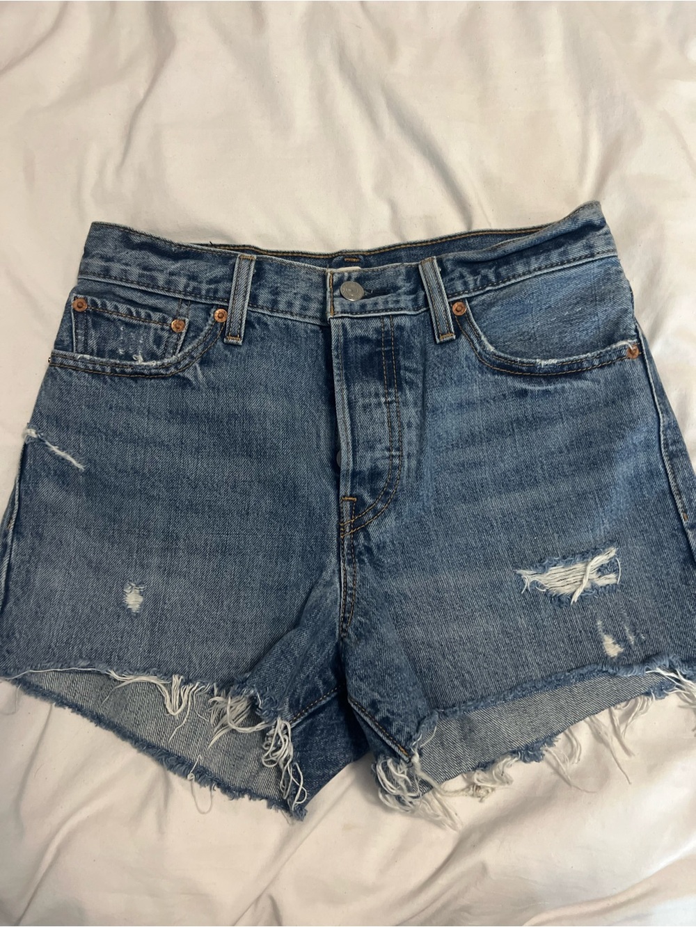 Levi's Distressed Blue Denim Cutoff Shorts